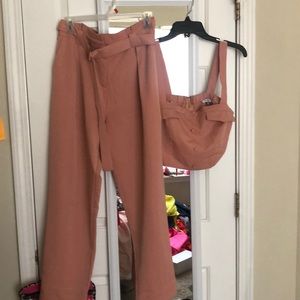 2 piece pants and crop top fashion nova set